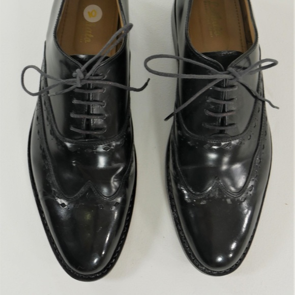 Lethato Black Oxford Wingtip  Leather Dress Shoes